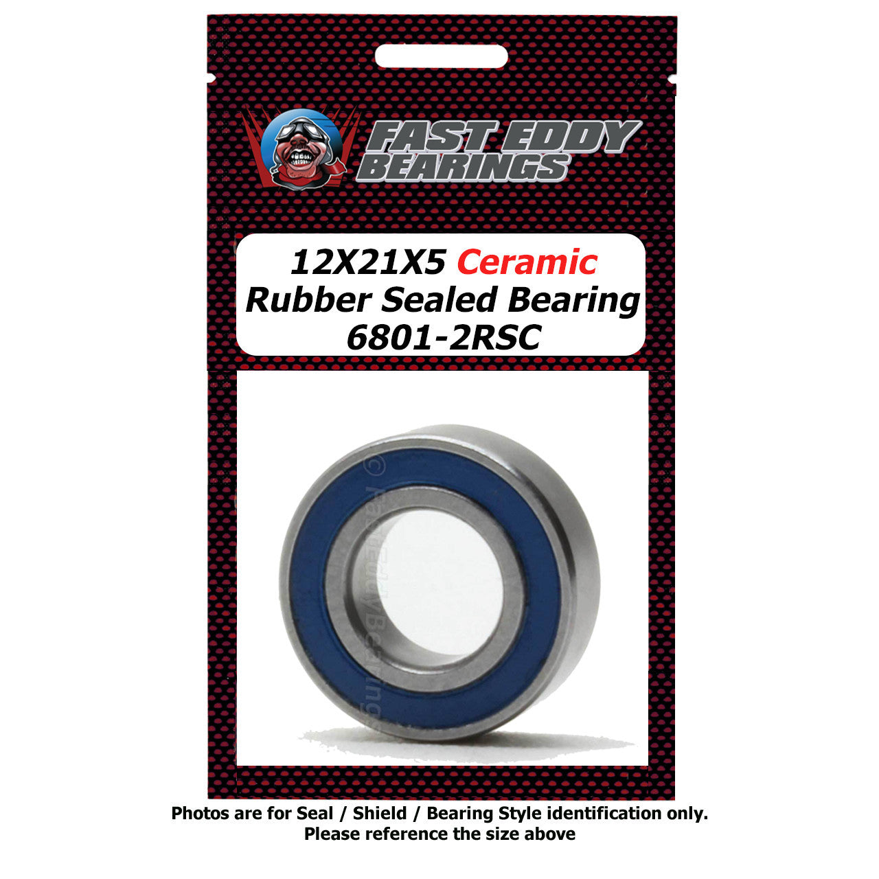 12X21X5 Ceramic Rubber Sealed Bearing 6801-2RSC