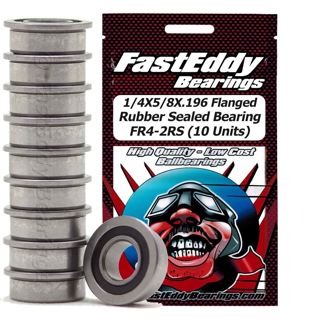 1/4X5/8X.196 Flanged Rubber Sealed Bearing FR4-2RS (10 Units)