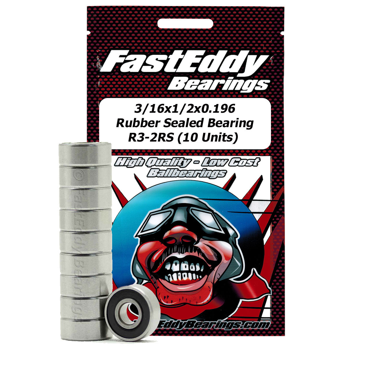 3/16x1/2x0.196 Rubber Sealed Bearing R3-2RS (10 Units)
