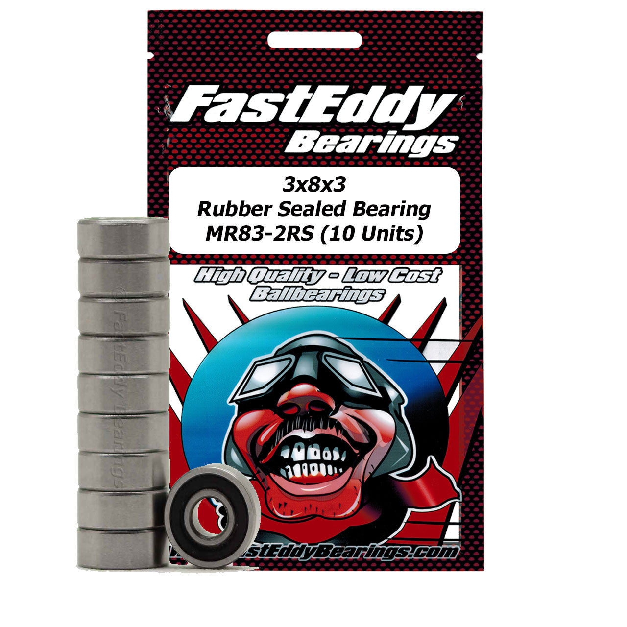 3x8x3 Rubber Sealed Bearing MR83-2RS (10 Units)