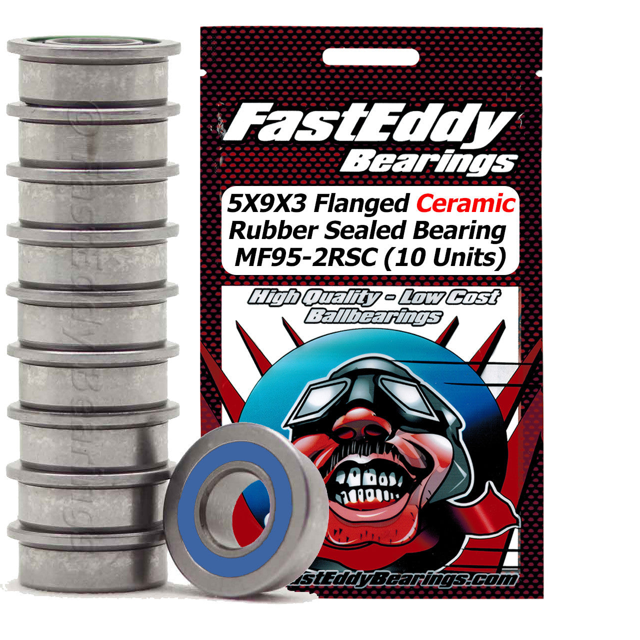 5X9X3 Flanged Ceramic Rubber Sealed Bearing MF95-2RSC (10 Units)