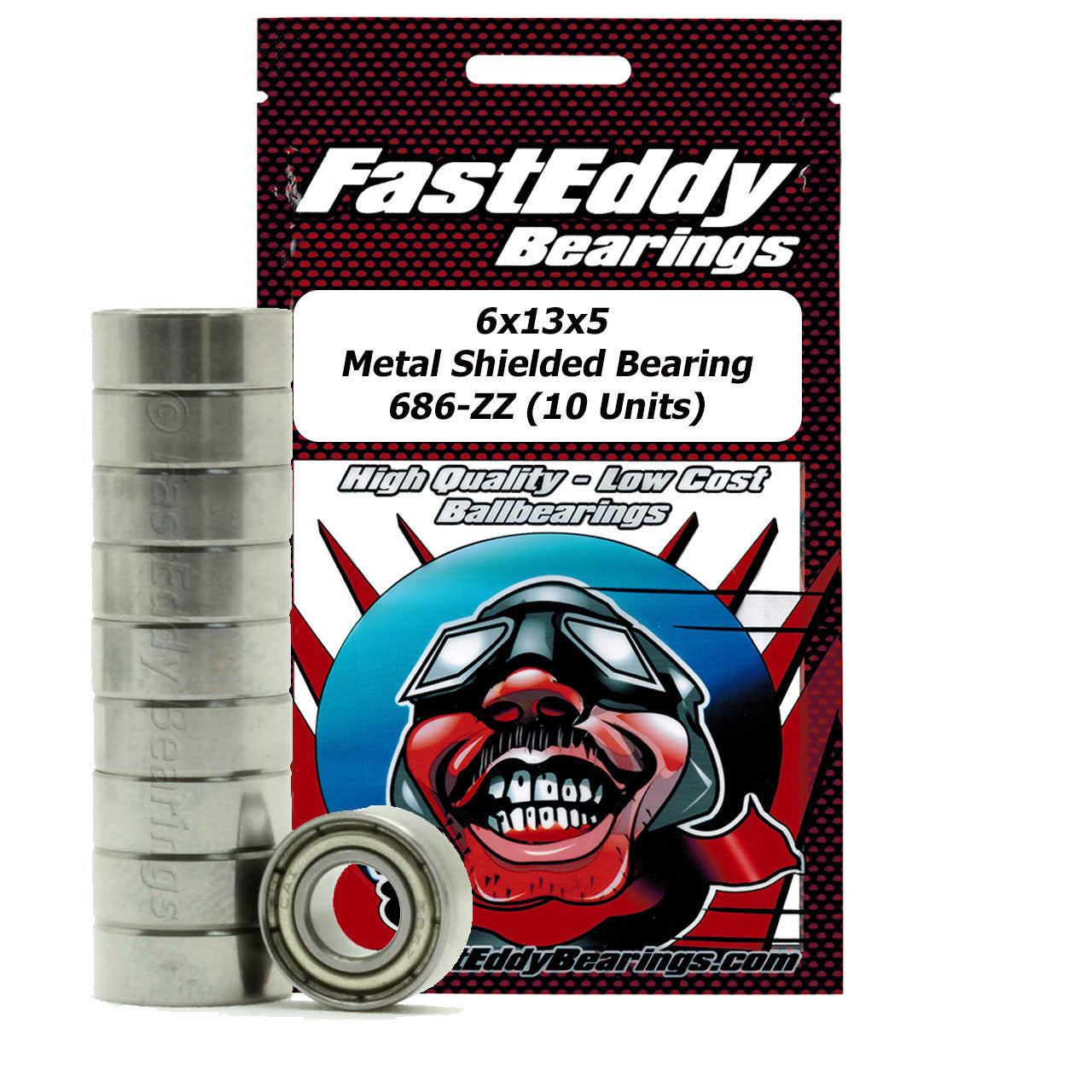 6x13x5 Metal Shielded Bearing 686-ZZ (10 Units)