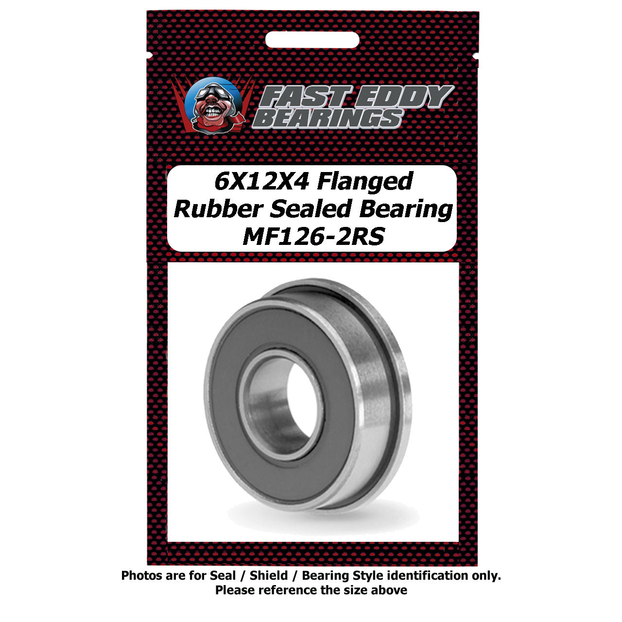 6x12x4 FLANGED Rubber Sealed Bearing MF126-2RS