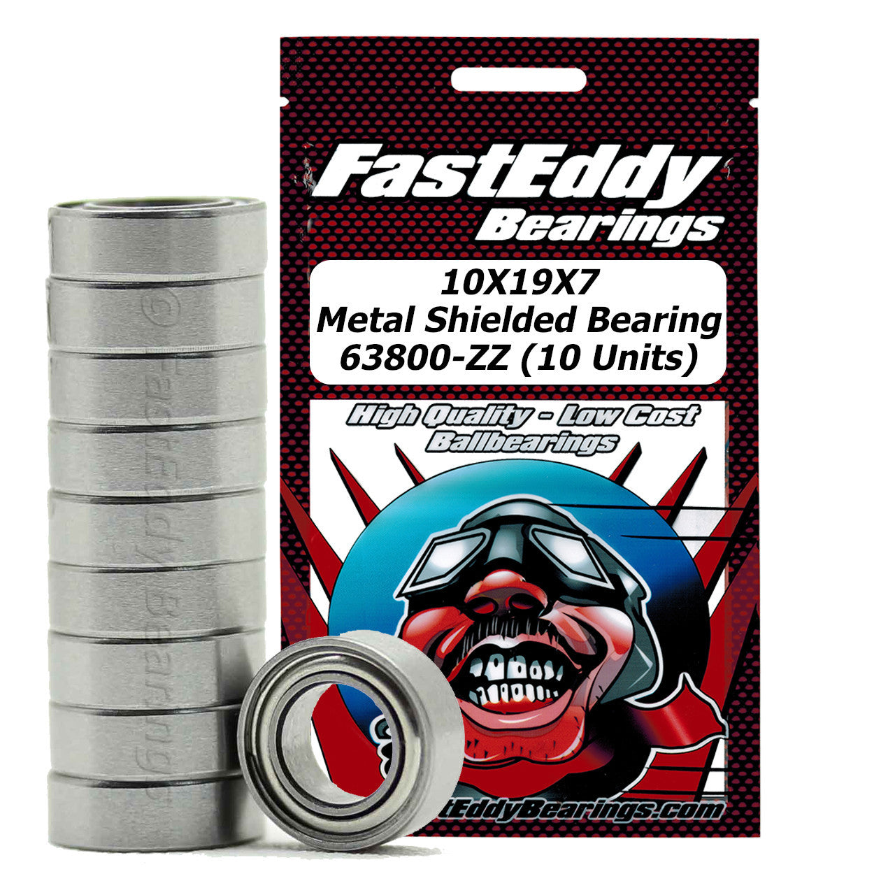 10X19X7 Metal Shielded Bearing 63800-ZZ (10 Units)