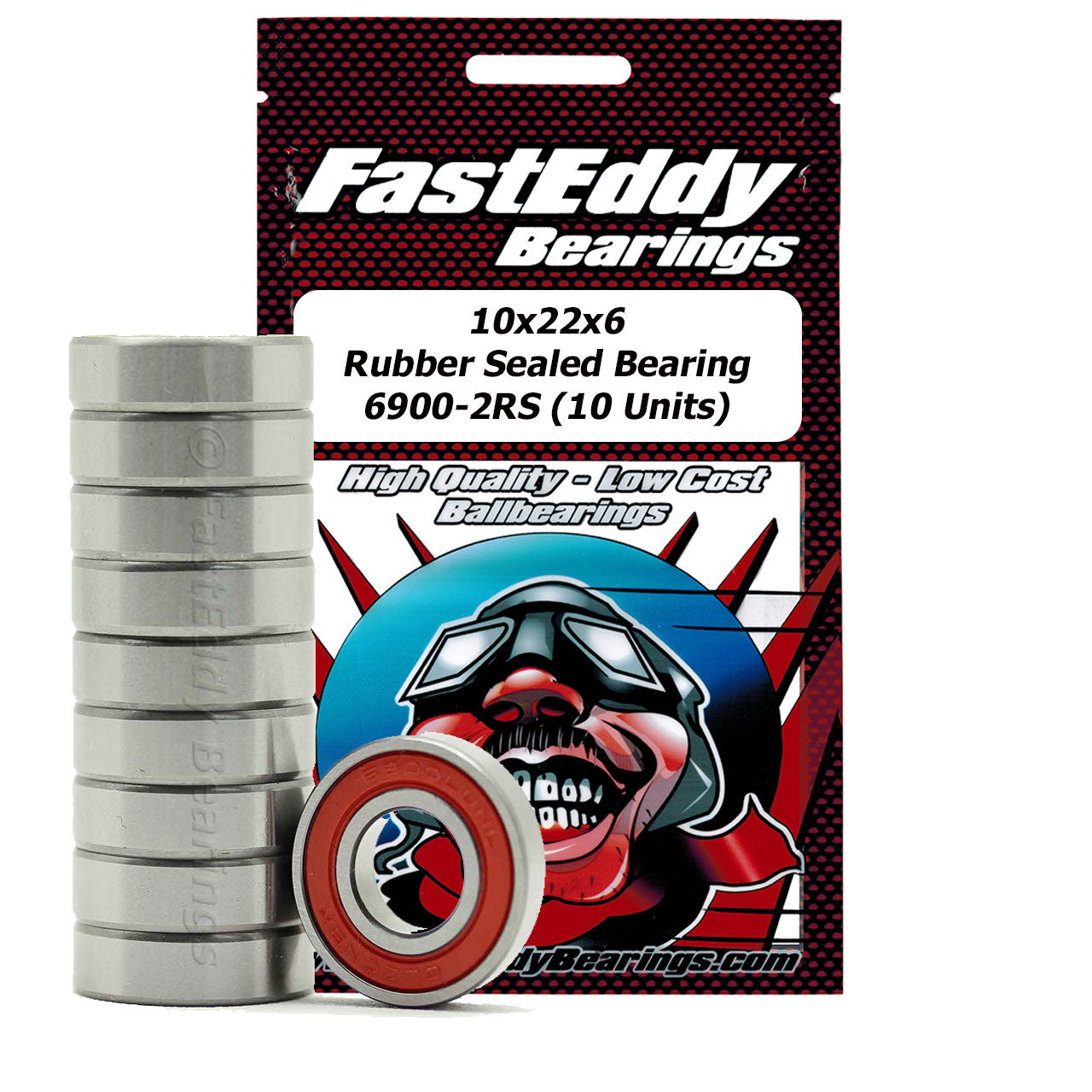 10x22x6 Rubber Sealed Bearing 6900-2RS (10 Units)