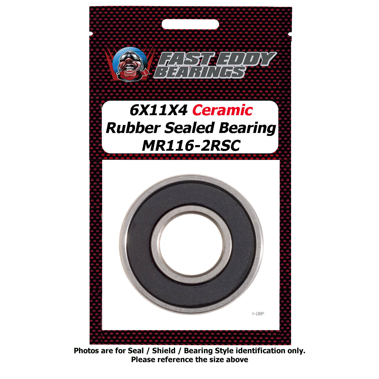 6X11X4 Ceramic BLACK Rubber Sealed Bearing MR116-2RSC