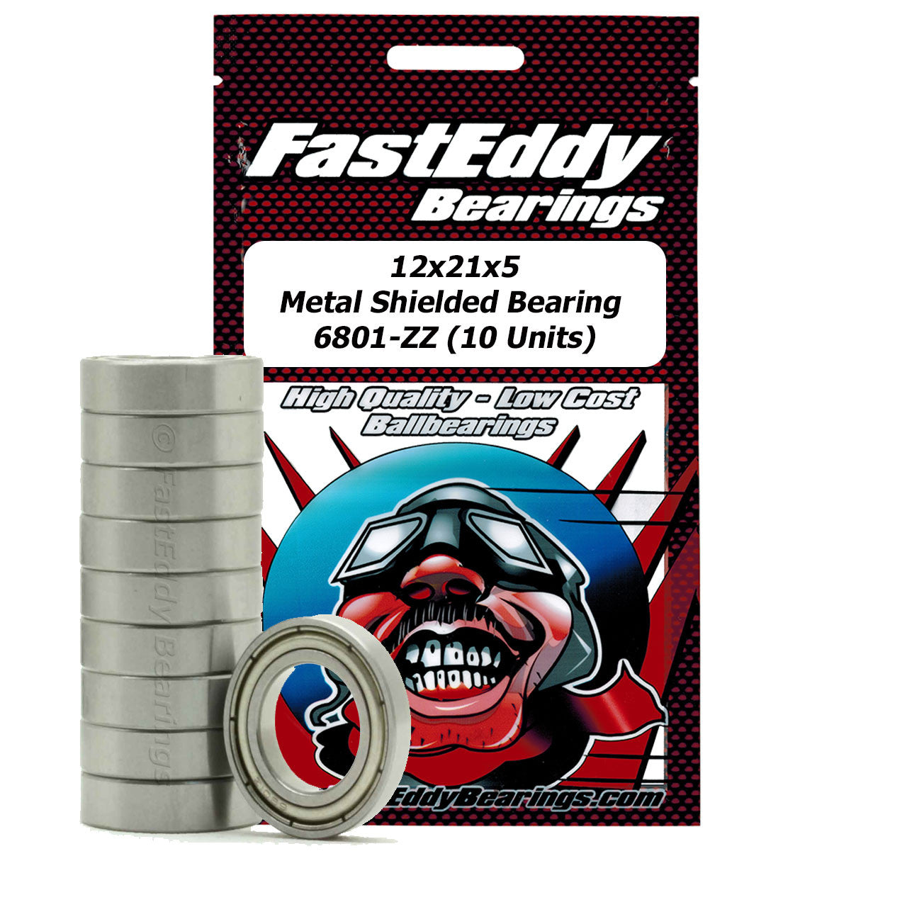 12x21x5 Metal Shielded Bearing 6801-ZZ (10 Units)
