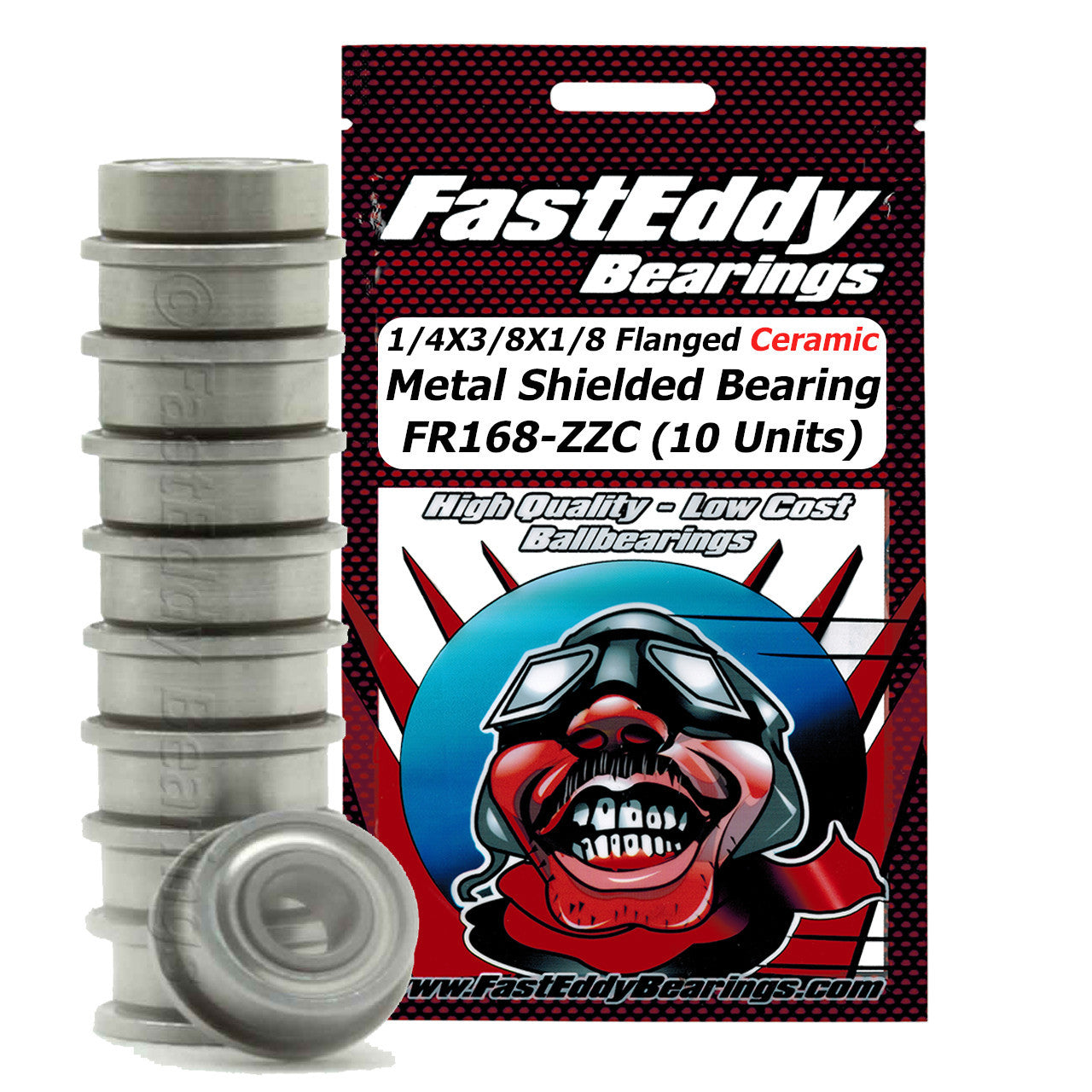 1/4X3/8X1/8 Flanged Ceramic Metal Shielded Bearing FR168-ZZC (10 Units)
