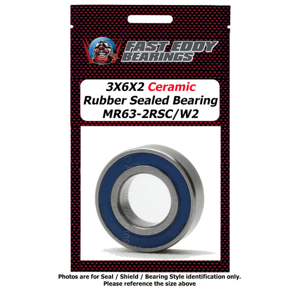 3X6X2 Ceramic Rubber Sealed Bearing MR63-2RSC/W2