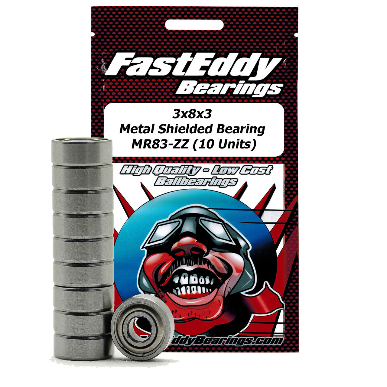 3x8x3 Metal Shielded Bearing MR83-ZZ (10 Units)