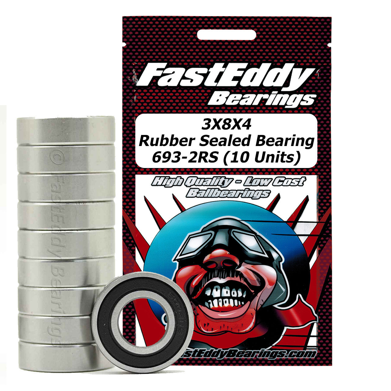 3X8X4 Rubber Sealed Bearing 693-2RS (10 Units)