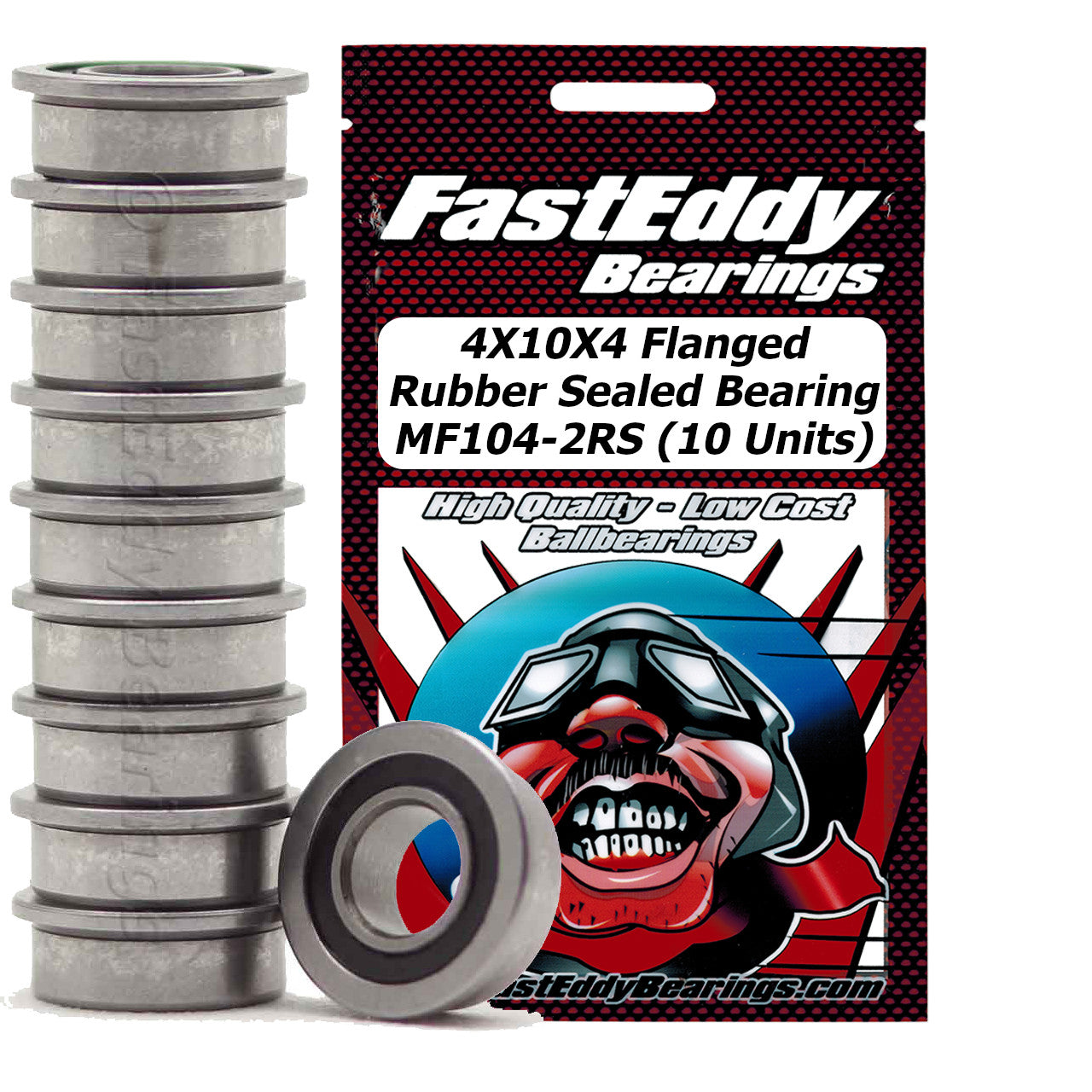 4X10X4 Flanged Rubber Sealed Bearing MF104-2RS 10 Units