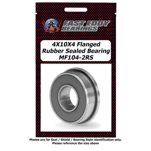 4X10X4 Flanged Rubber Sealed Bearing MF104-2RS