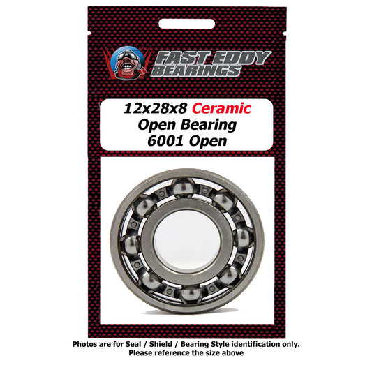 12x28x8 CERAMIC Open Bearing 6001 Open
