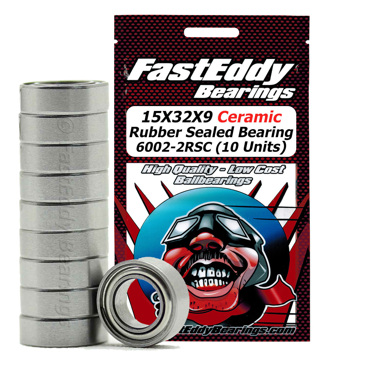 15X32X9 Ceramic Rubber Sealed Bearing 6002-2RSC (10 Units)