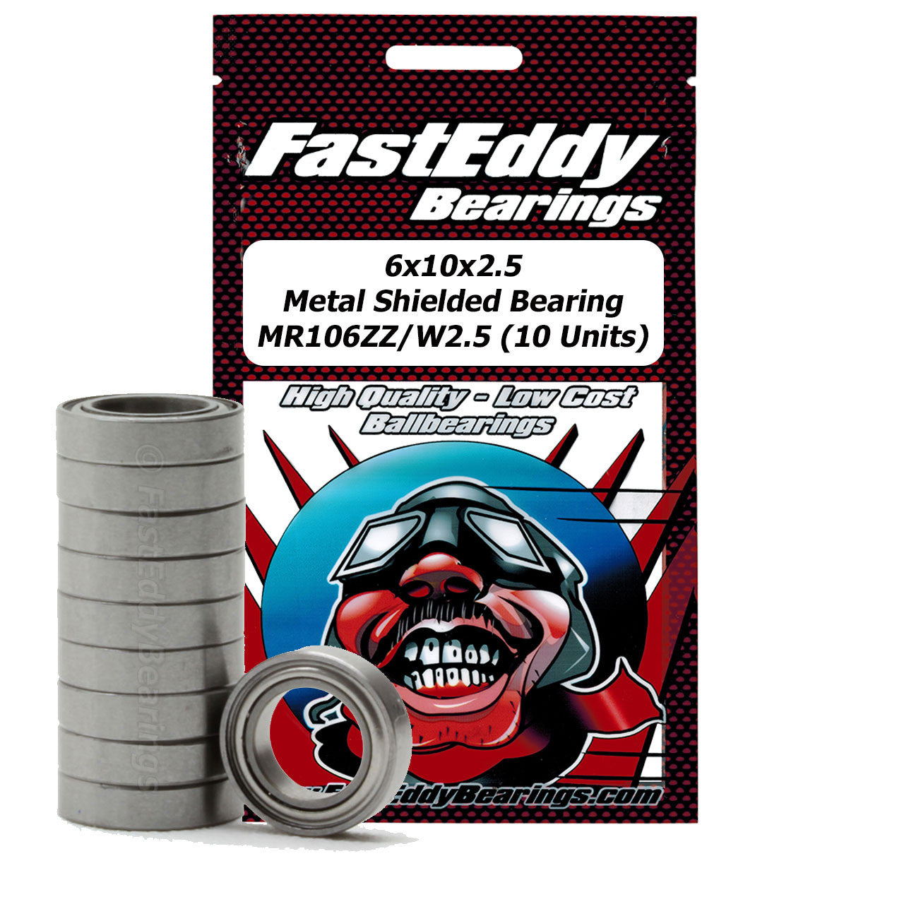 6x10x2.5 Metal Shielded Bearing MR106ZZ/W2.5 (10 Units)