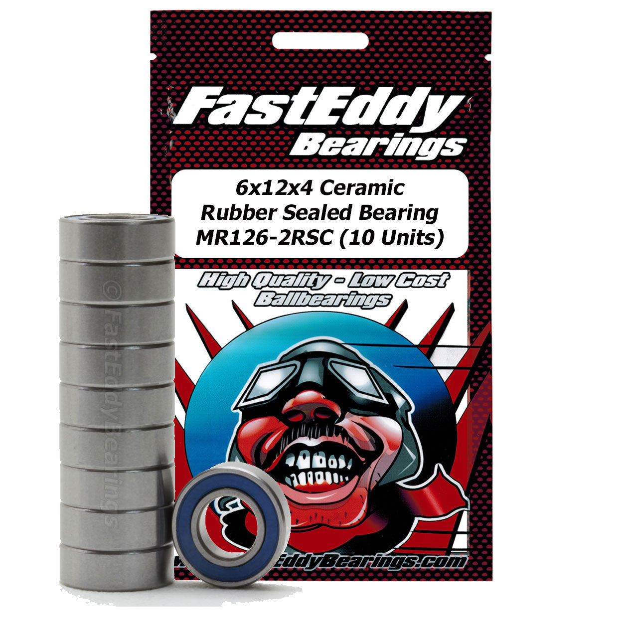 6x12x4 Ceramic Rubber Sealed Bearing MR126-2RSC (10 Units)