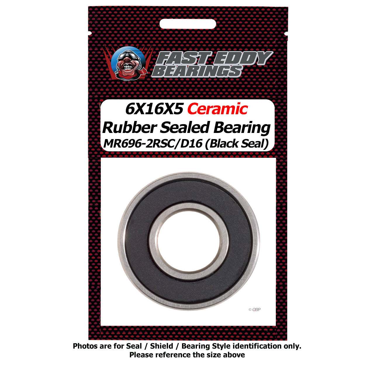 6X16X5 Ceramic Rubber Sealed Bearing MR696-2RSC/D16 (Black Seal)
