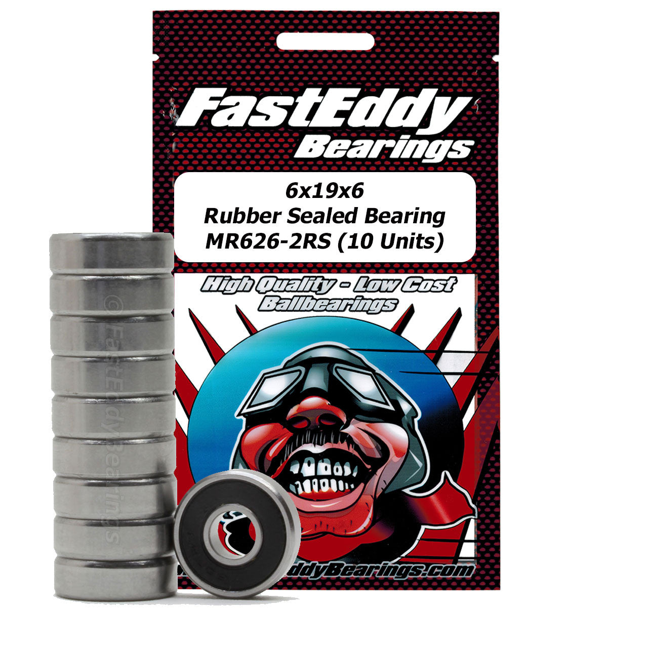 6x19x5 Rubber Sealed Bearing MR626-2RS (10 Units)