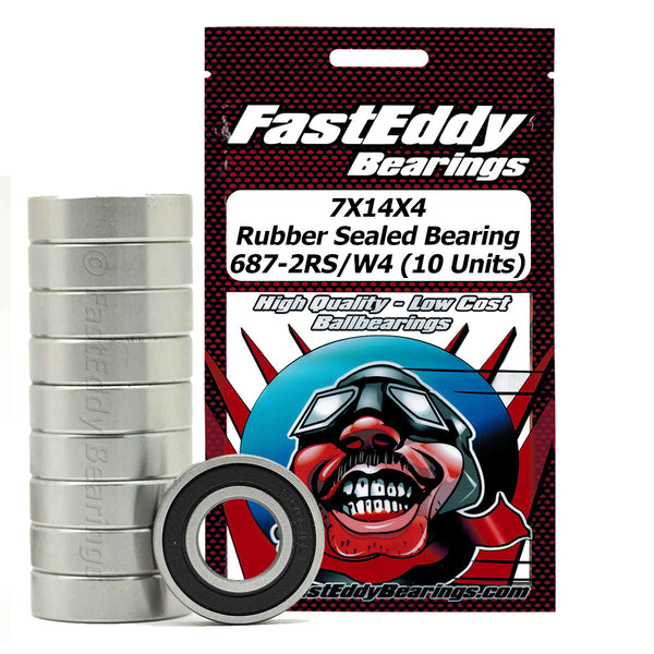 7X14X4 Rubber Sealed Bearing 687-2RS/W4 10 Units