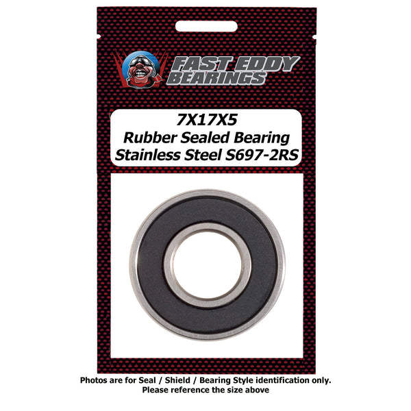 7X17X5 Rubber Sealed Bearing Stainless Steel S697-2RS