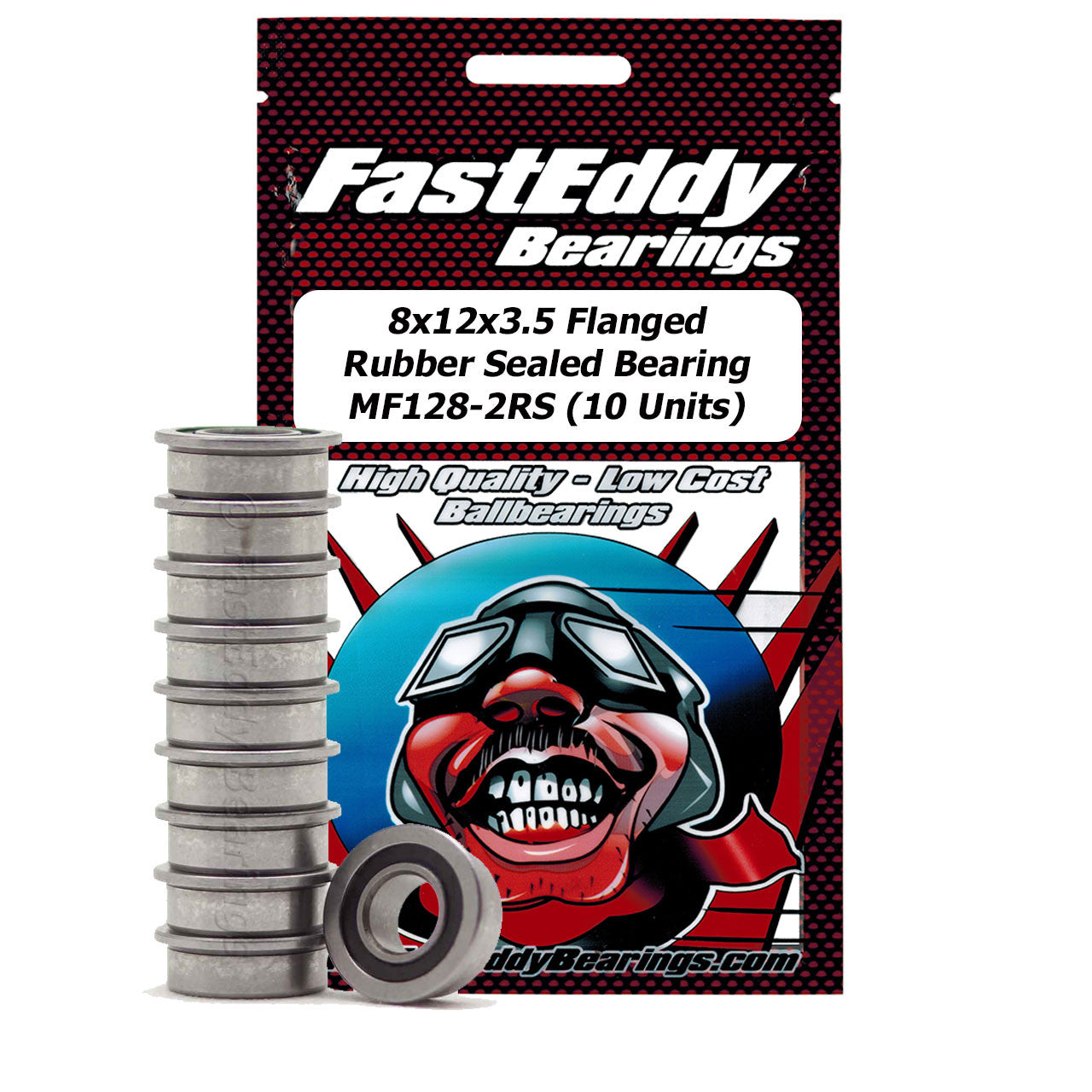 8x12x3.5 Flanged Rubber Sealed Bearing MF128-2RS (10 Units)