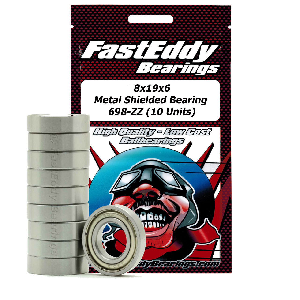 8x19x6 Metal Shielded Bearing 698-ZZ (10 Units)