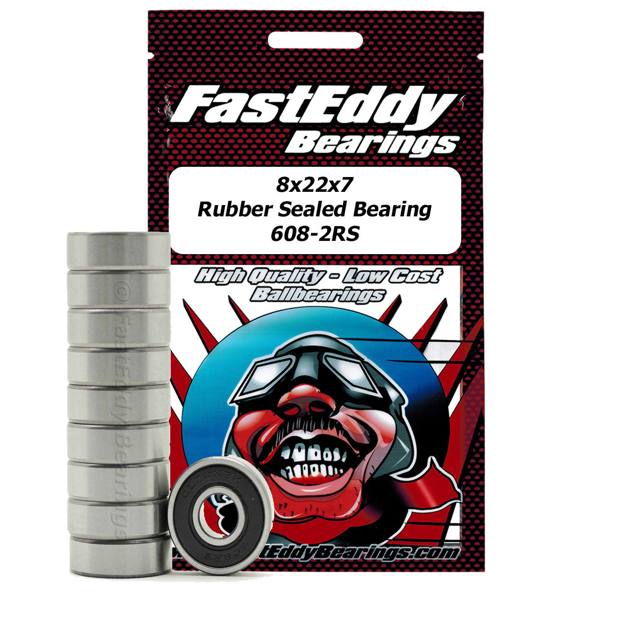 8x22x7 Rubber Sealed Bearing 608-2RS