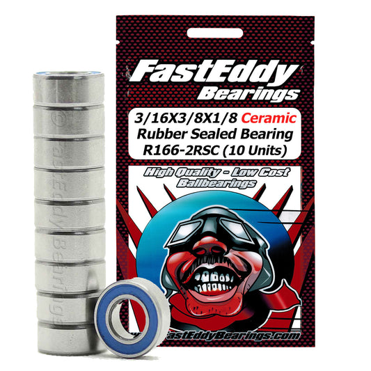 3/16X3/8X1/8 Ceramic Rubber Sealed Bearing R166-2RSC (10 Units)