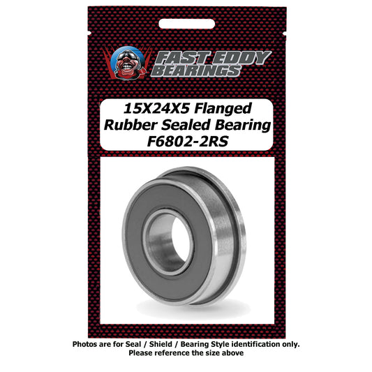 15X24X5 Flanged Rubber Sealed Bearing F6802-2RS