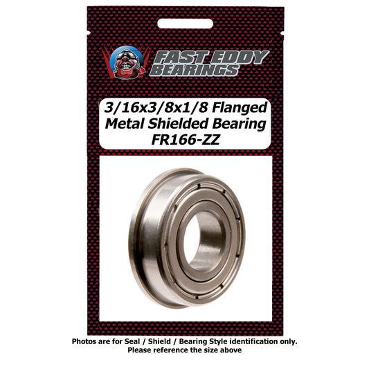 3/16x3/8x1/8 Flanged Metal Shielded Bearing FR166-ZZ