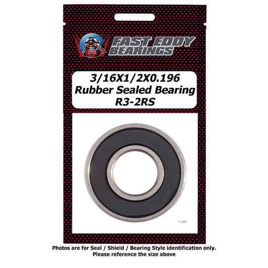 3/16x1/2x0.196 Rubber Sealed Bearing R3-2RS